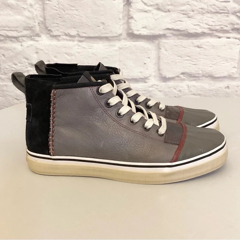 Sorel 10 High Top Men’s Sneakers Shoes Handcrafted Leather Suede Gray Black